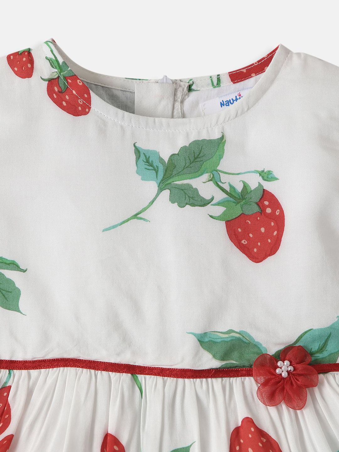 Nauti Nati Girls Soft Rayon Cotton Strawberry Print Frock - Image 5