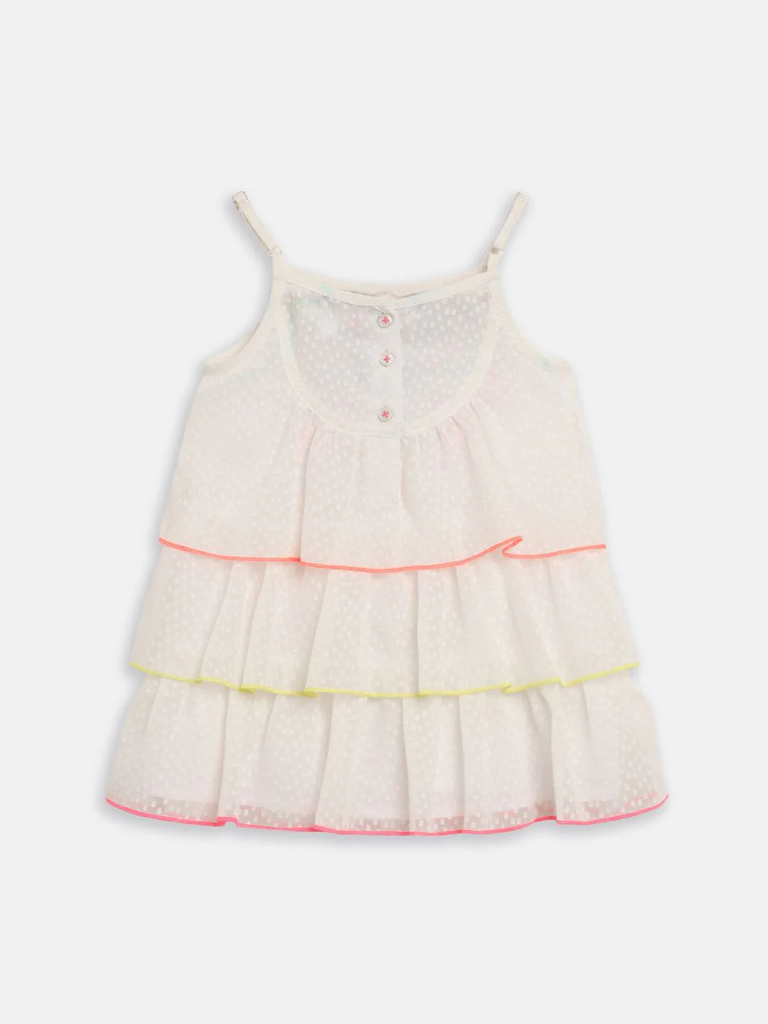 Nauti Nati Girls White Embroidered A-Line Dress - Image 3