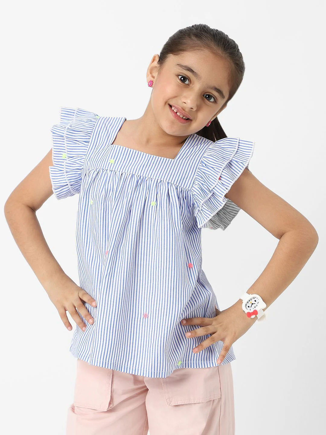 Nauti Nati Striped Bell Sleeve Cotton Top - Image 6
