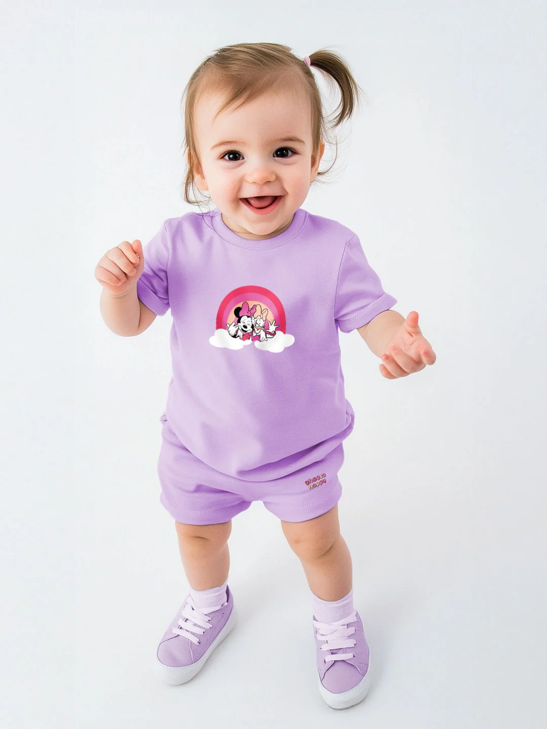 NautiNati Disney Girls Cotton Minnie & Daisy Printed Set of T-shirt and Shorts
