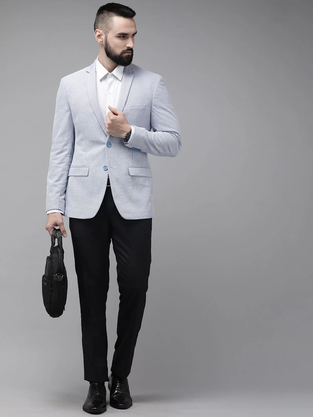 Park Avenue Active Fit Self Design Single-Breasted Formal Blazers - Image 4