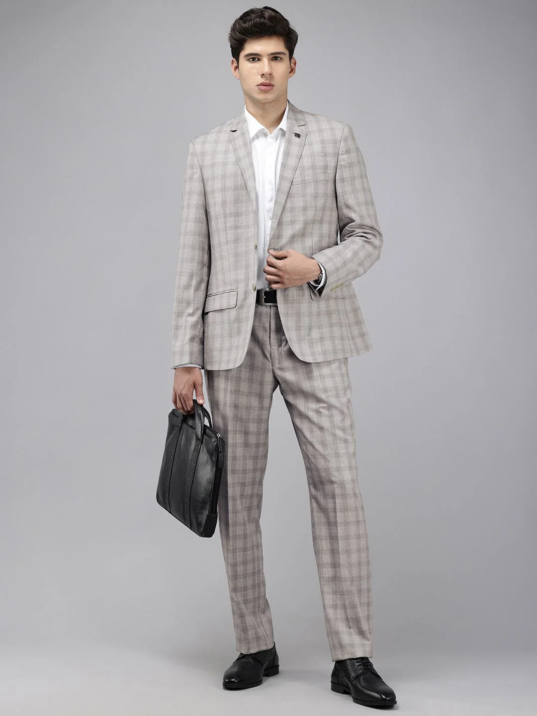 Park Avenue Checked Notched Lapel Single-Breasted 2 Piece Formal Suits