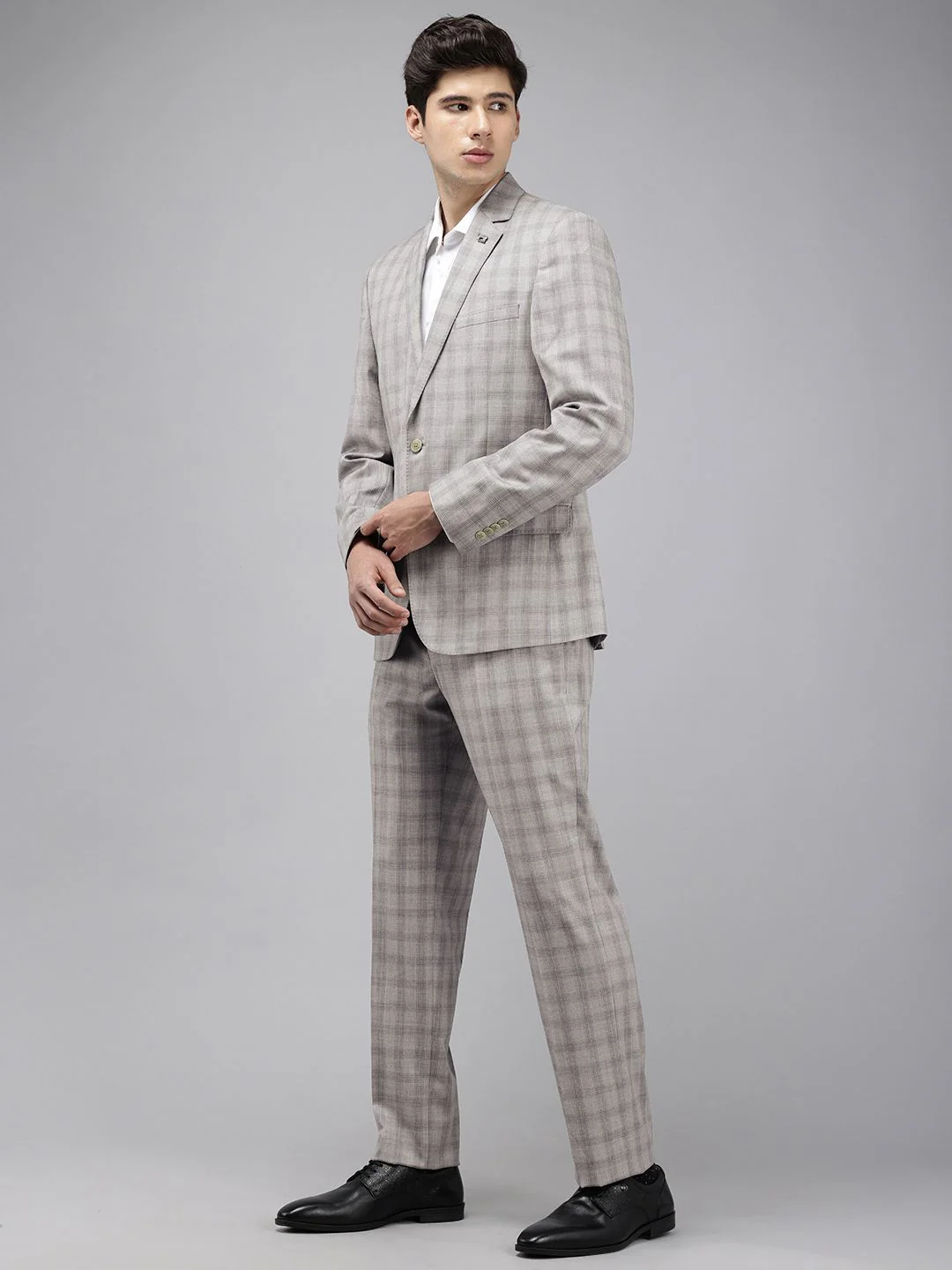 Park Avenue Checked Notched Lapel Single-Breasted 2 Piece Formal Suits - Image 4