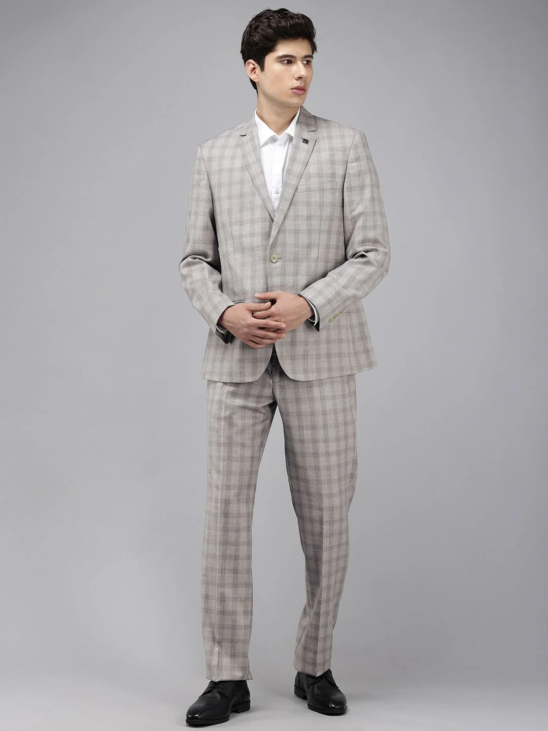 Park Avenue Checked Notched Lapel Single-Breasted 2 Piece Formal Suits - Image 5