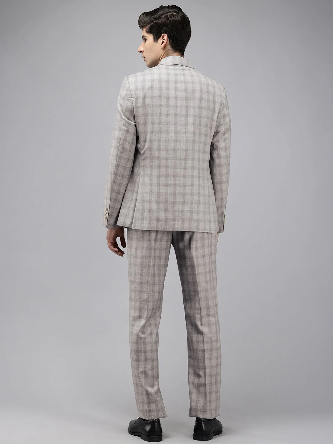 Park Avenue Checked Notched Lapel Single-Breasted 2 Piece Formal Suits - Image 6