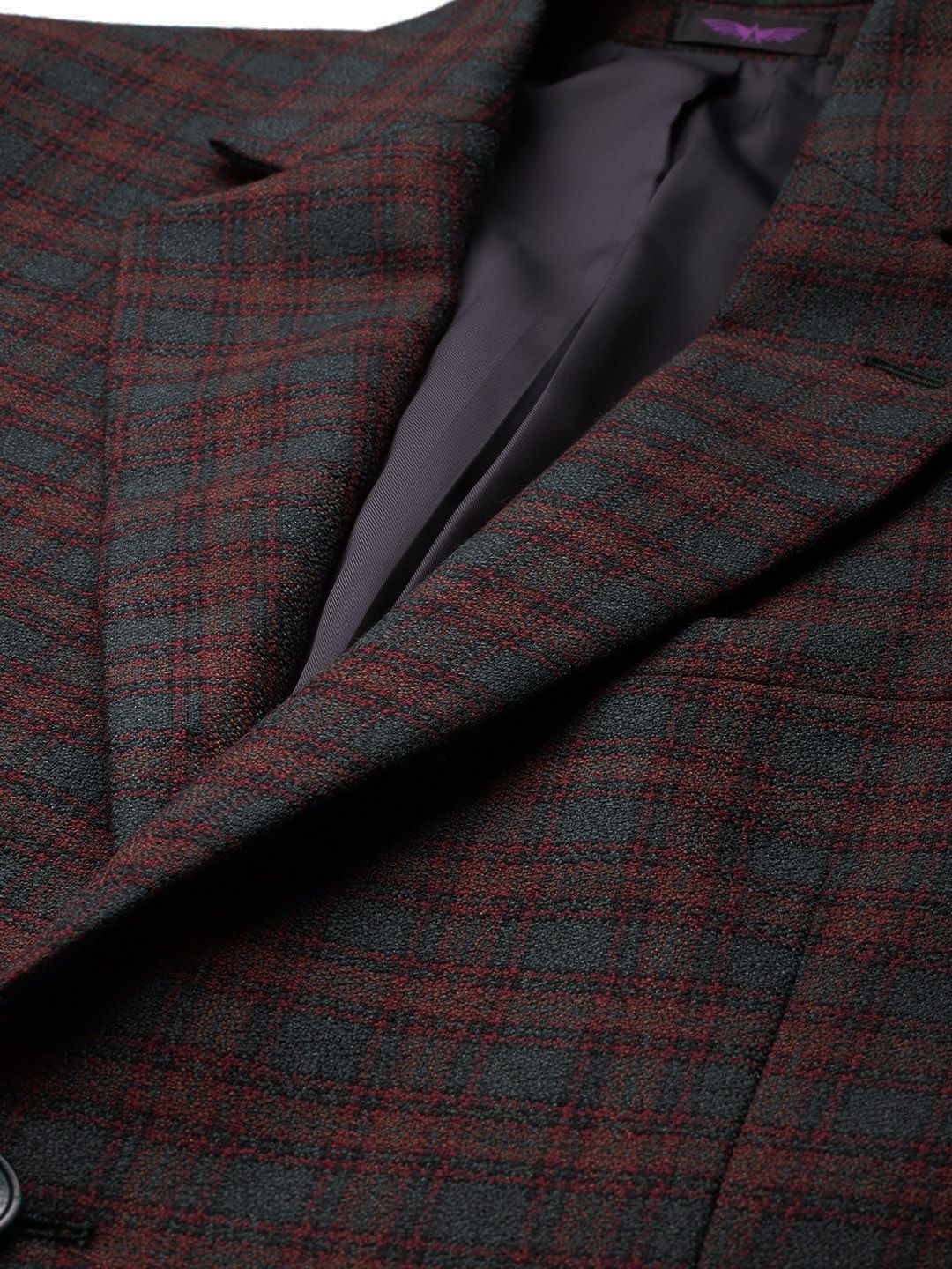 Park Avenue Checked Single-Breasted Formal Blazer - Image 2