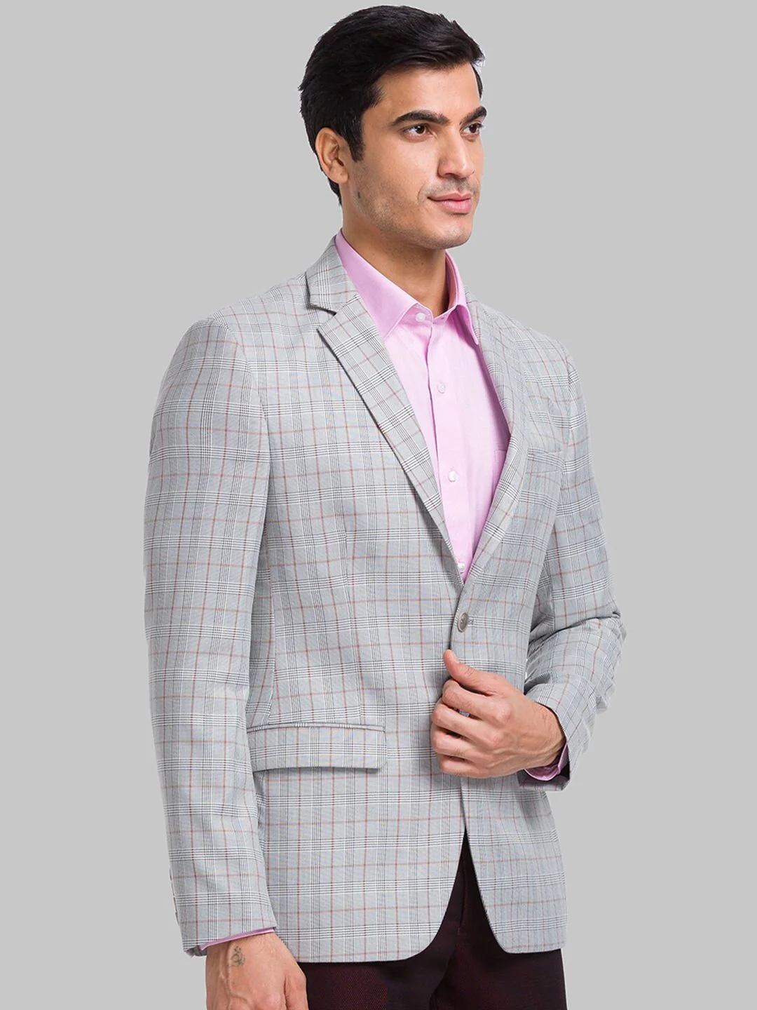 Park Avenue Checked Single-Breasted Slim-Fit Blazers - Image 2