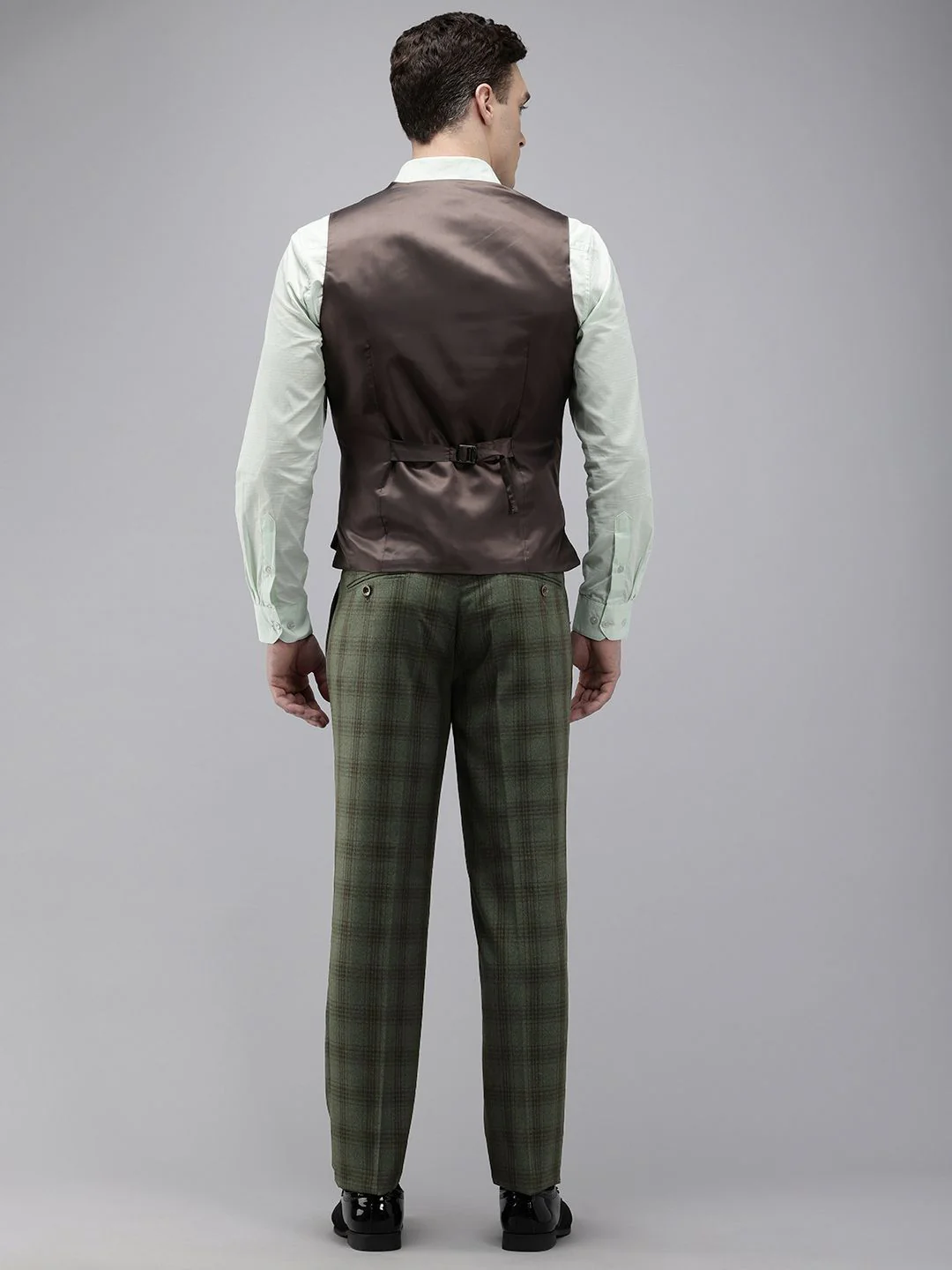 Park Avenue Checked Single Breasted Super Slim Fit 3 Piece Formal Suits - Image 3