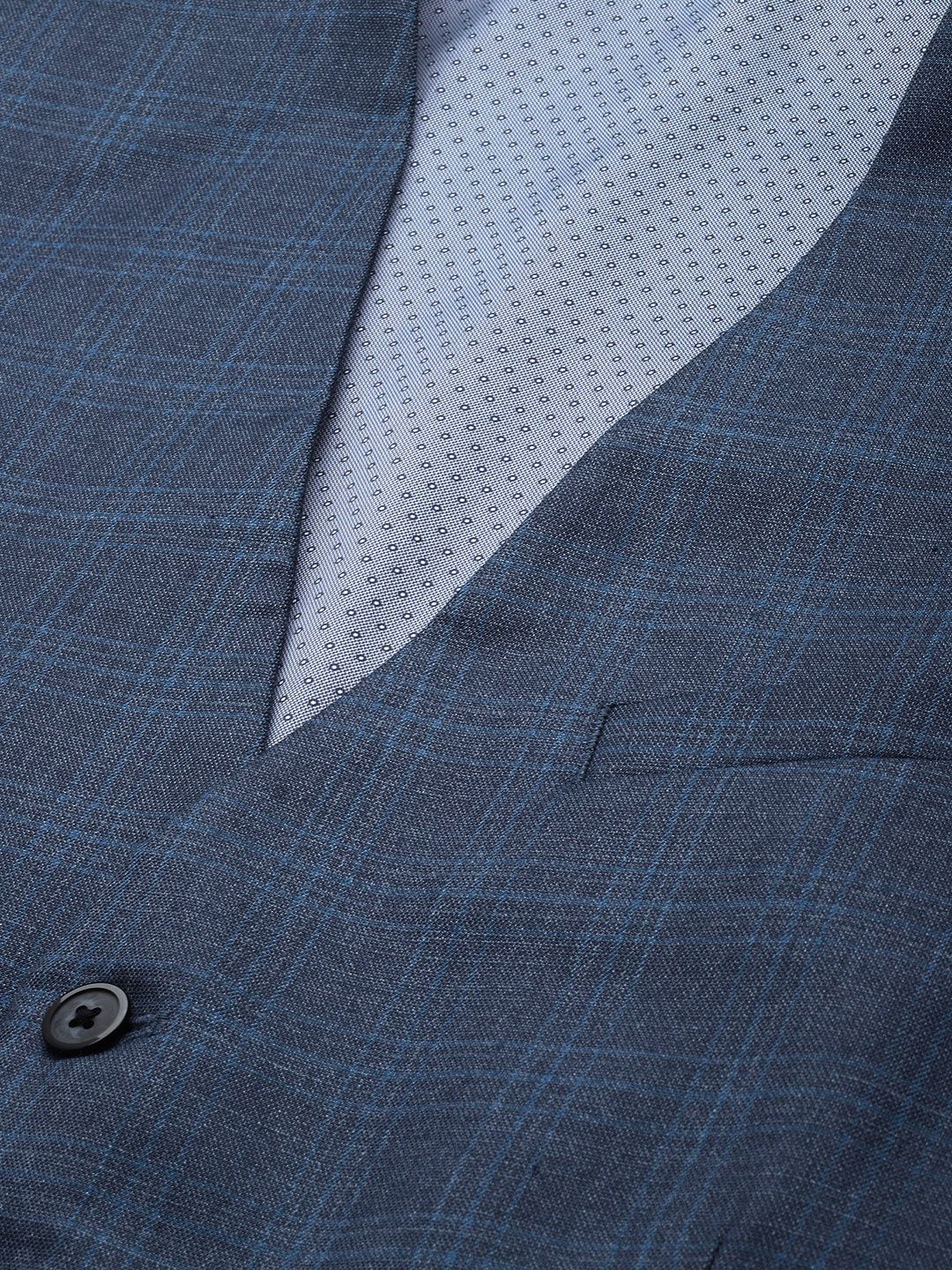 Park Avenue Checked Slim Fit  Single Breasted 3-Peice Formal Suit - Image 6