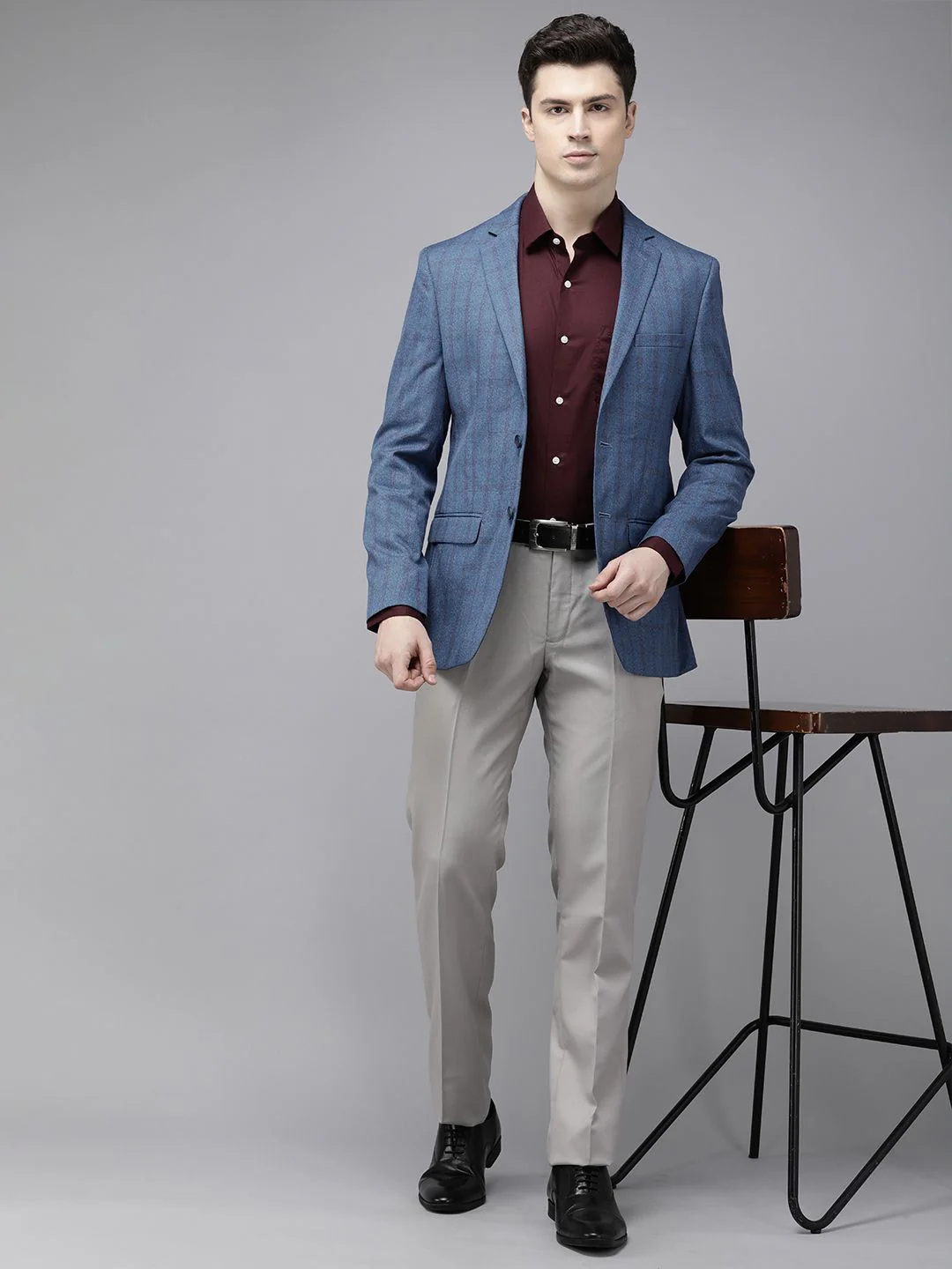 Park Avenue Checked Super Slim Fit Single-Breasted Formal Blazer - Image 4