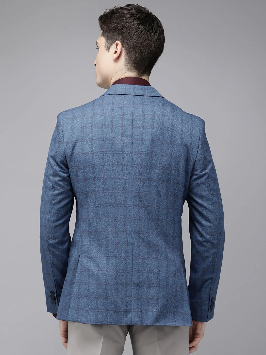 Park Avenue Checked Super Slim Fit Single-Breasted Formal Blazer - Image 5