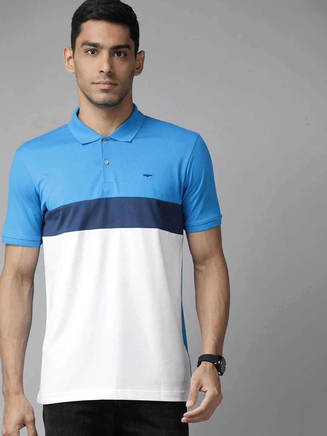 Park Avenue Colourblocked Polo Collar Slim Fit T-shirt - Image 3