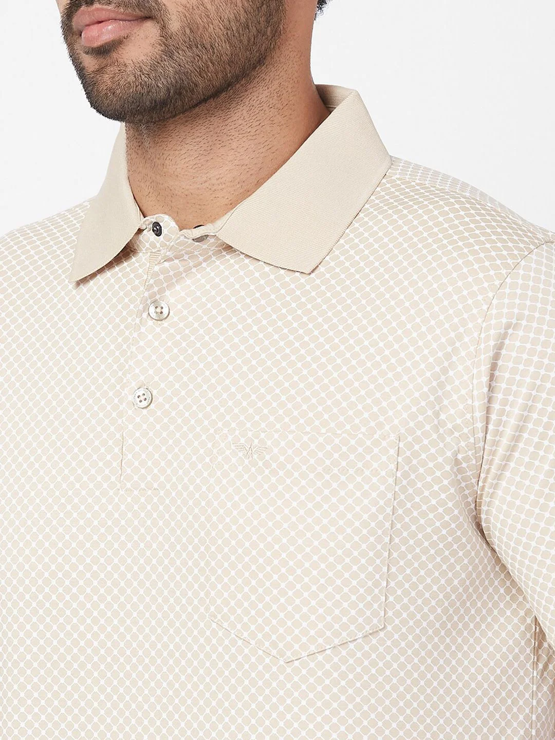 Park Avenue Geometric Printed Polo Collar Cotton Slim Fit T-shirt - Image 2