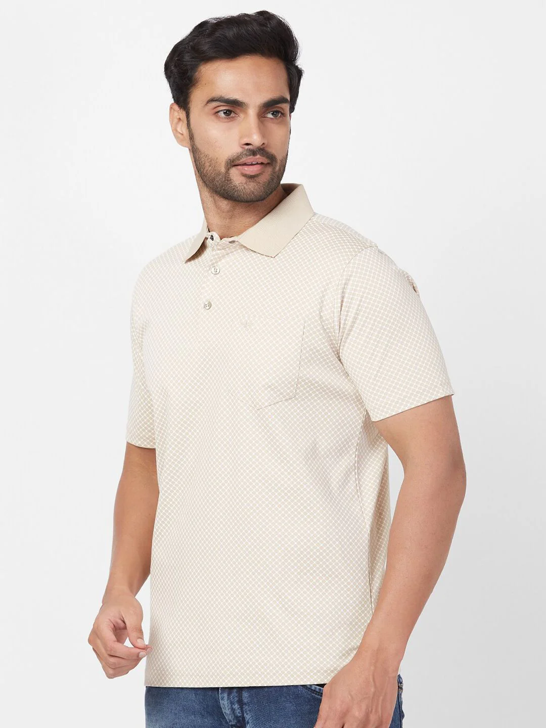 Park Avenue Geometric Printed Polo Collar Cotton Slim Fit T-shirt - Image 5