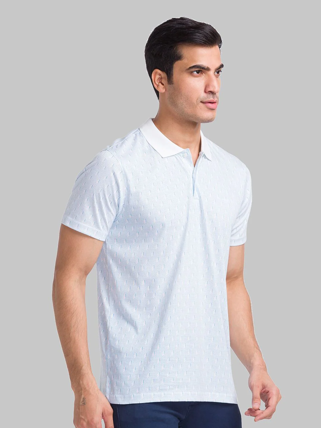 Park Avenue Geometric Printed Polo Collar Slim Fit T-shirt - Image 3