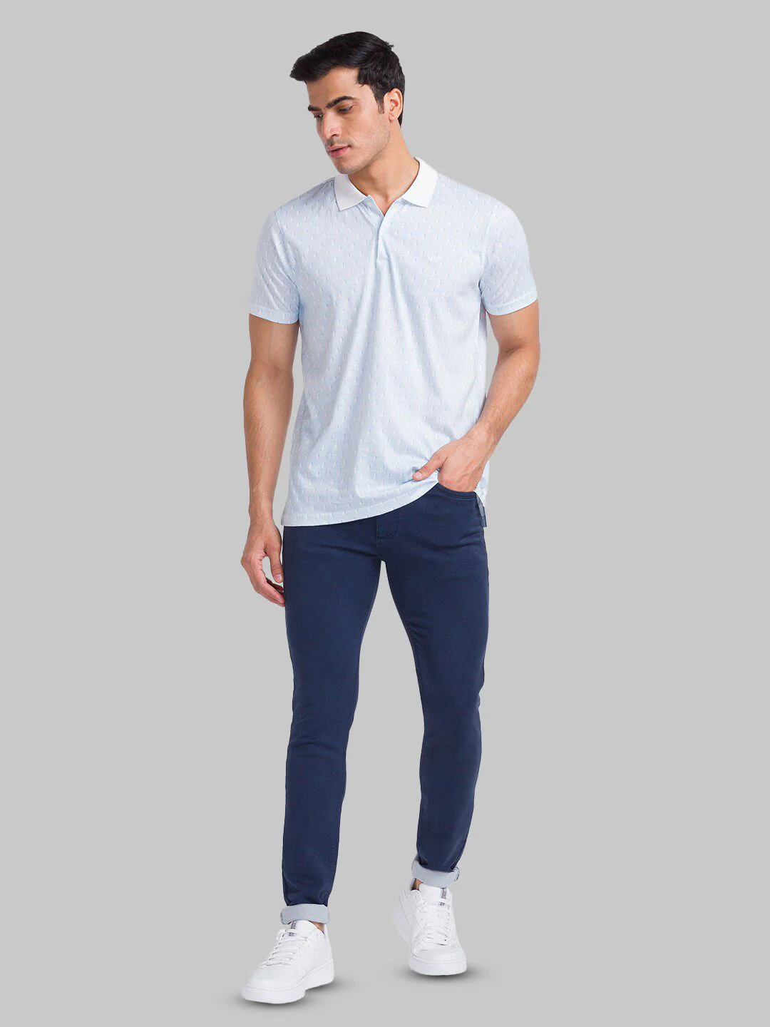 Park Avenue Geometric Printed Polo Collar Slim Fit T-shirt - Image 6