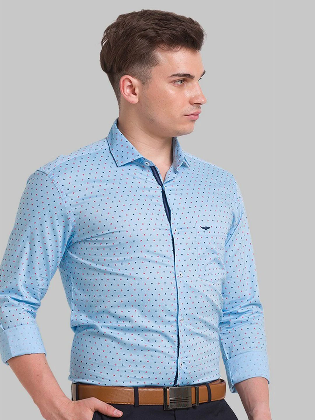Park Avenue Men Blue Slim Fit Printed Formal Shirt - Image 3