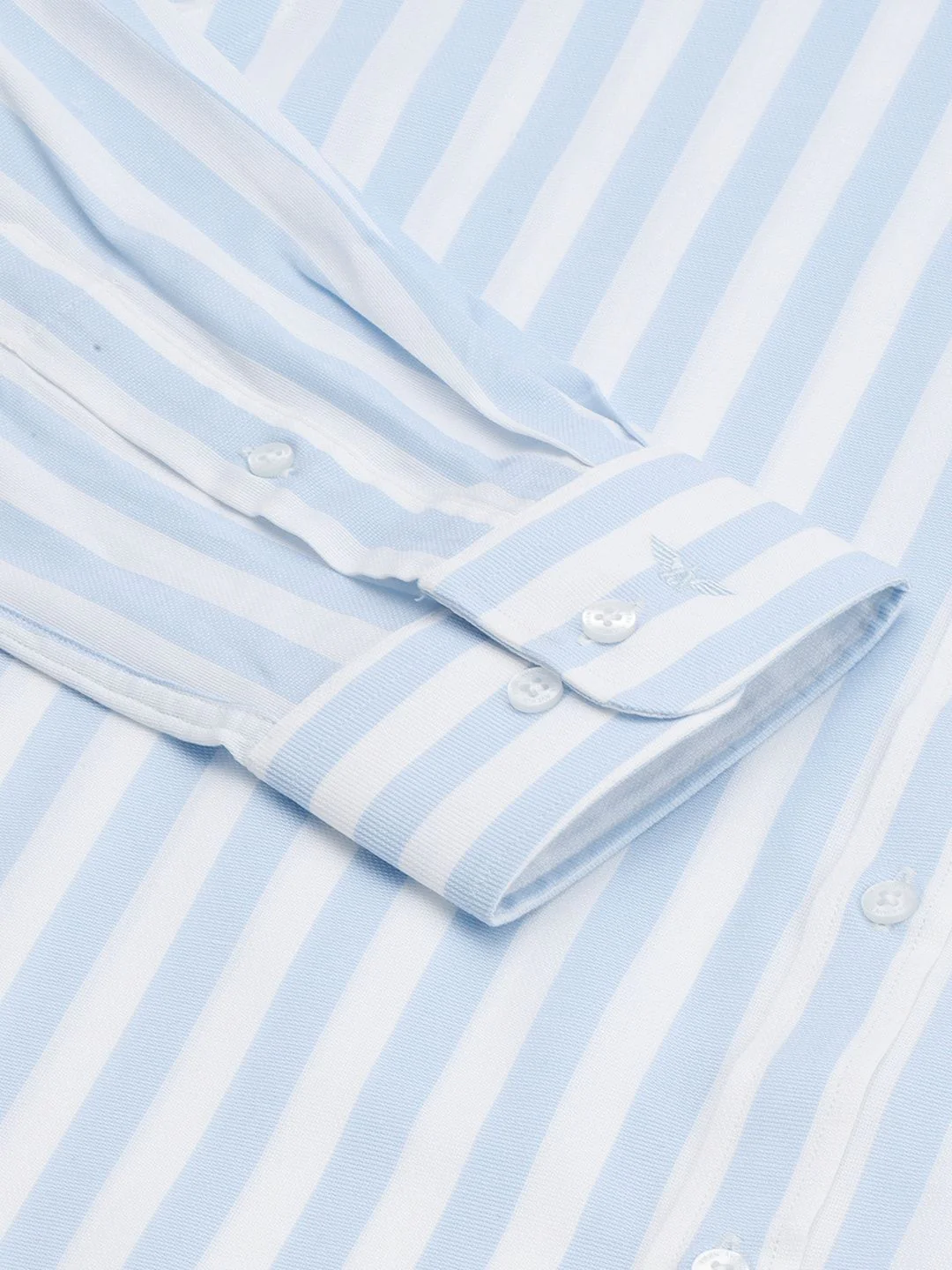 Park Avenue Men Blue & White Slim Fit Striped Formal Shirt - Image 3