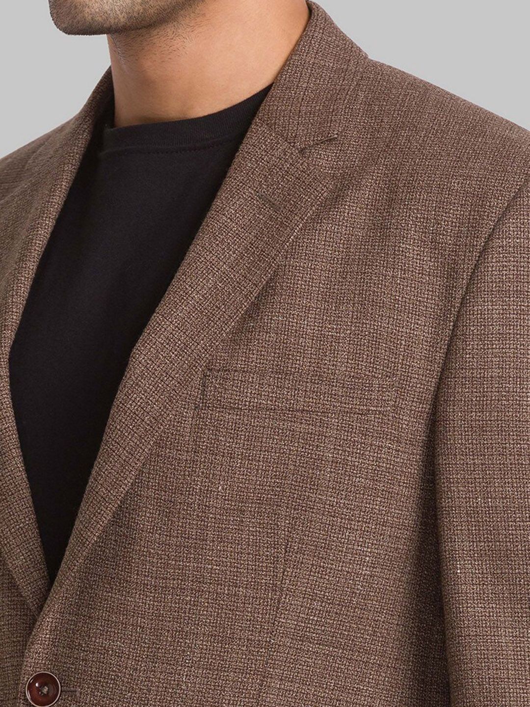 Park Avenue Men Brown Self Design Single Breasted Blazer - Image 2