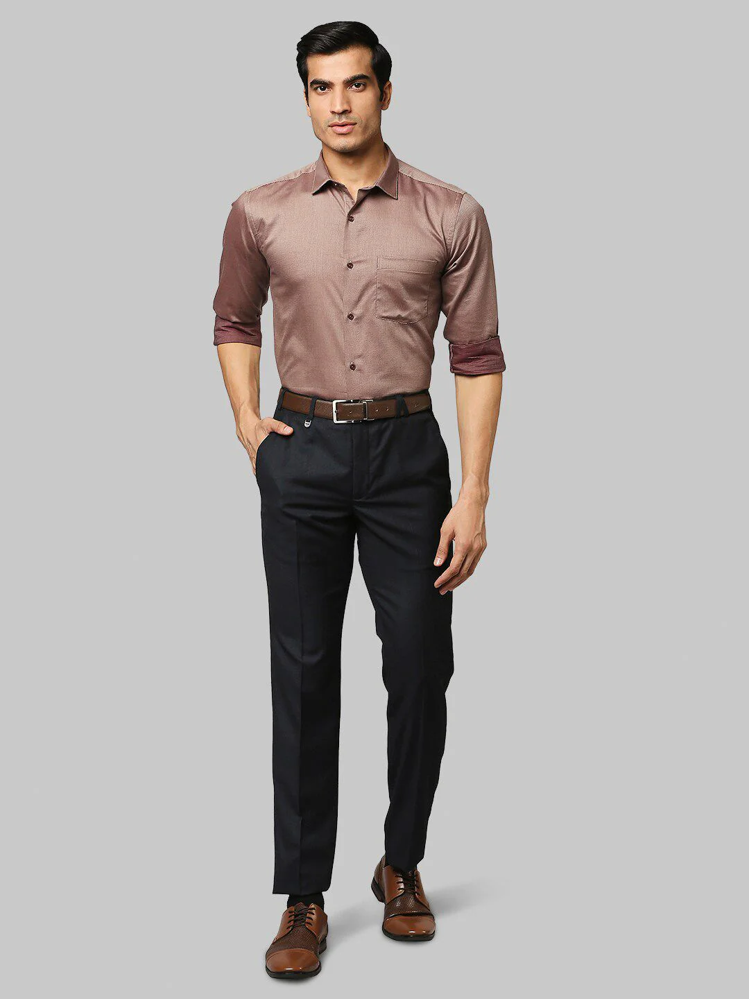 Park Avenue Men Brown Slim Fit Checked Cotton Formal Shirt - Image 6