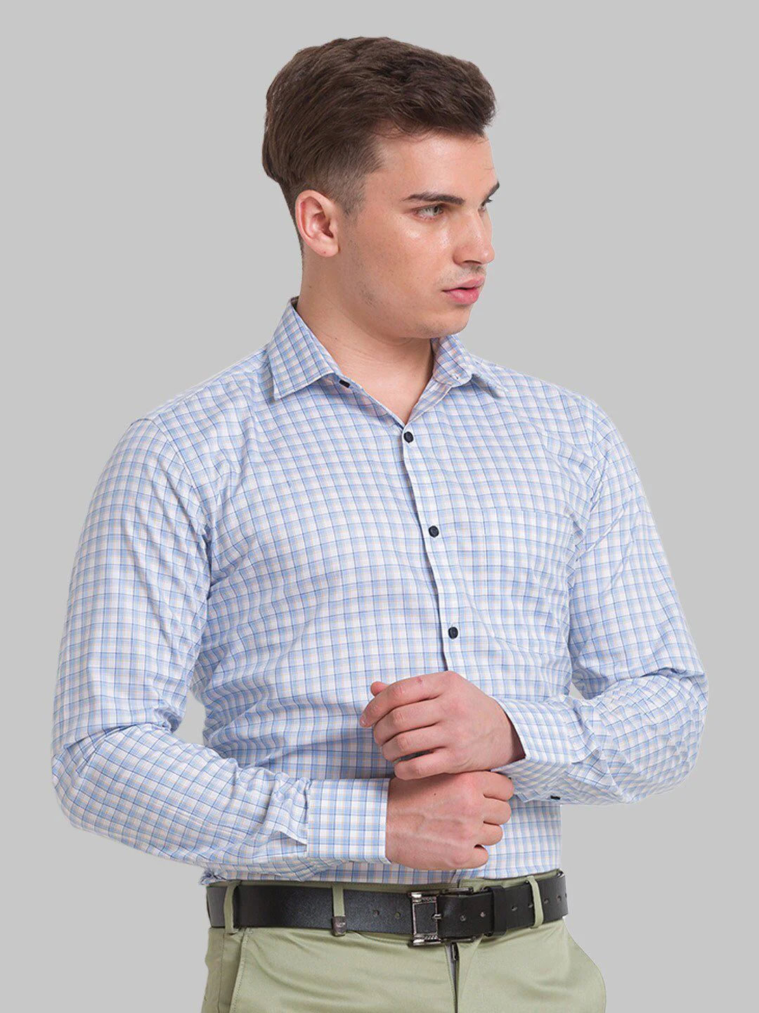 Park Avenue Men Checked Formal Slim Fit Cotton Shirt - Image 3