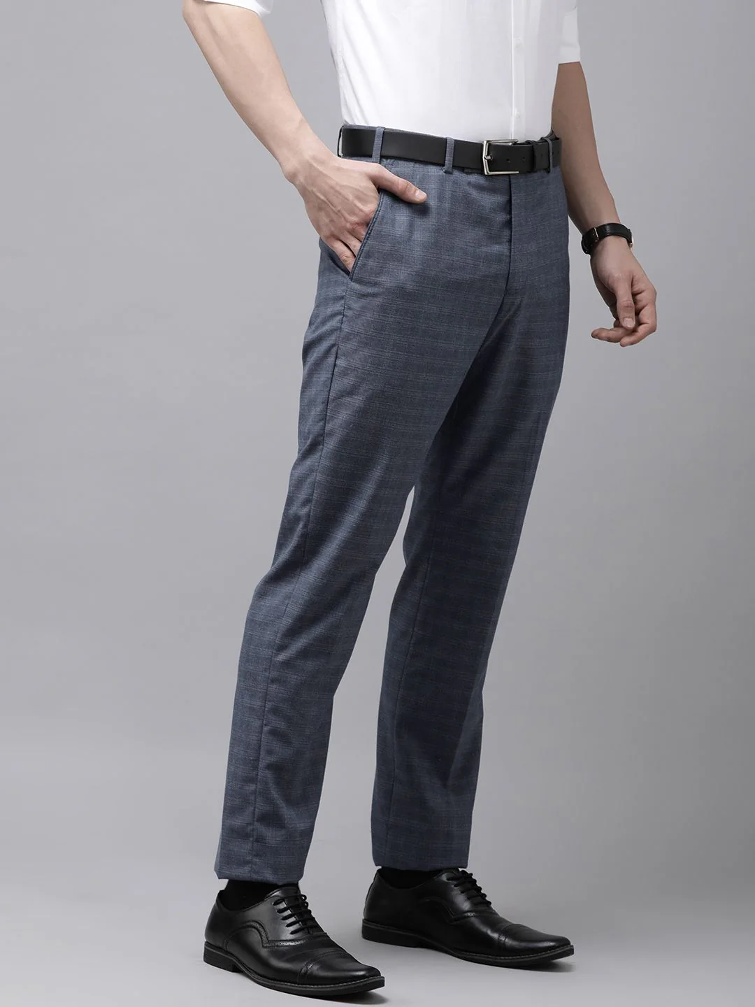 Park Avenue Men Checked Formal Trousers - Image 2