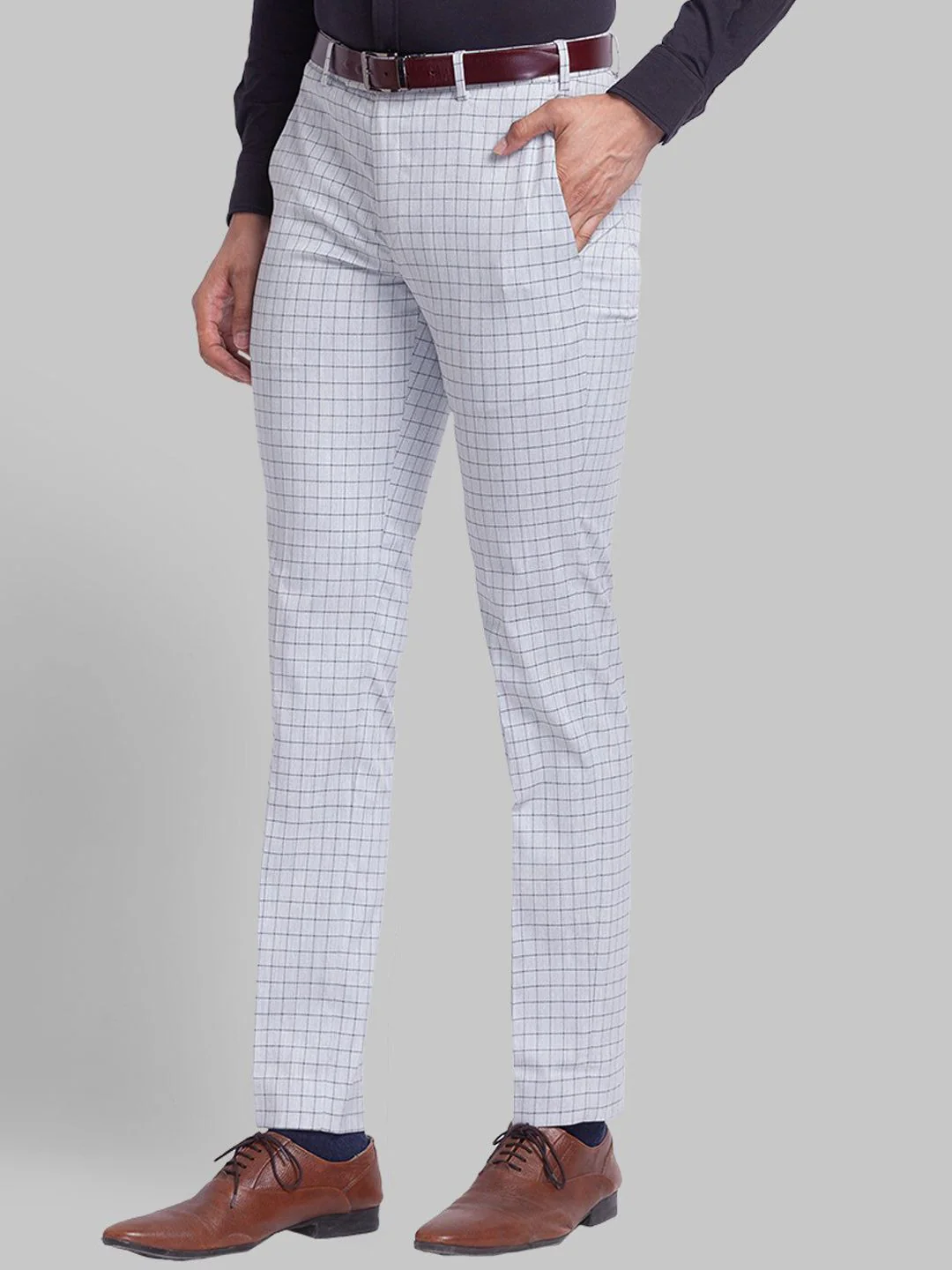 Park Avenue Men Checked Formal Trousers - Image 3