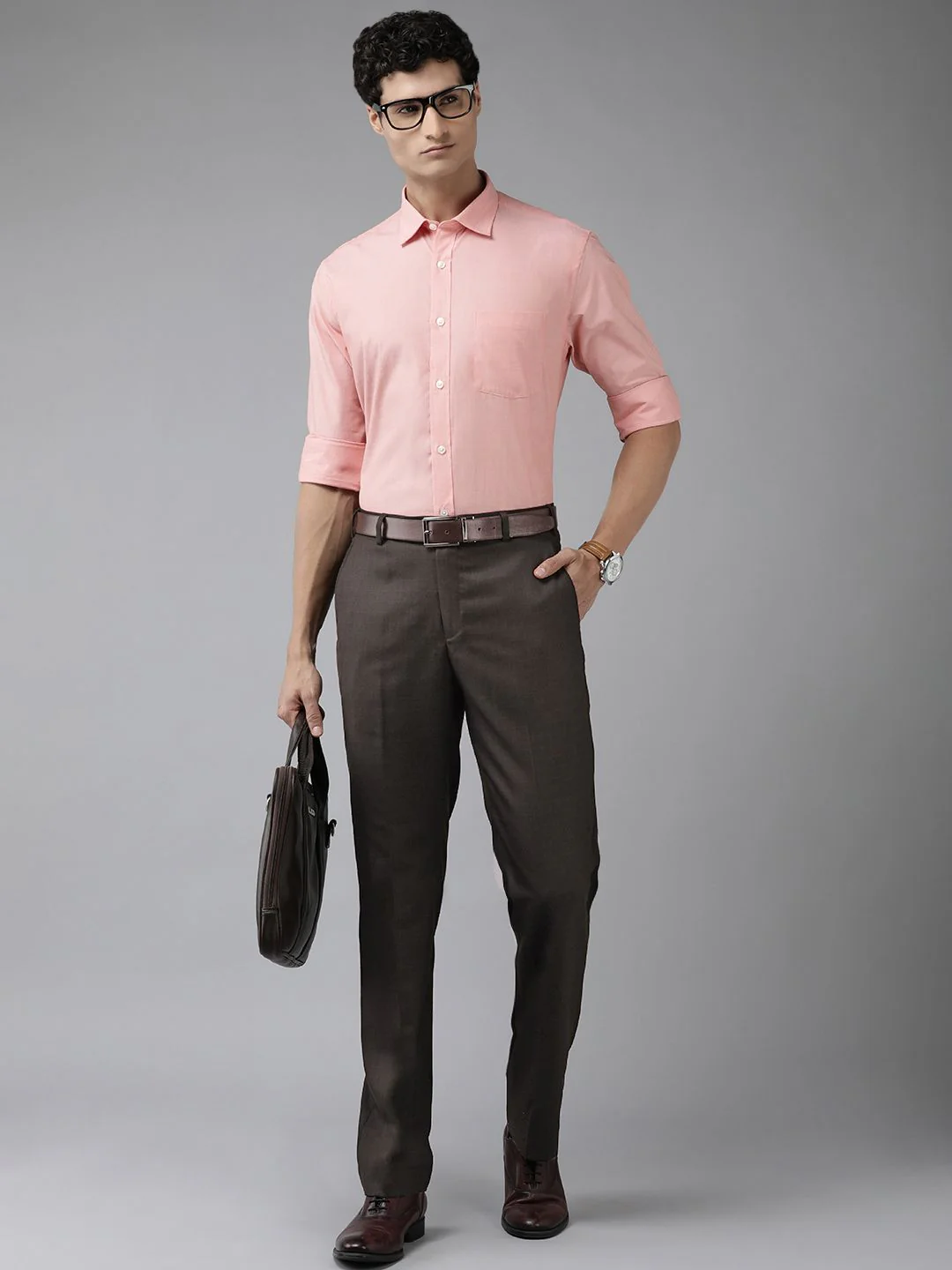 Park Avenue Men Checked Formal Trousers - Image 5