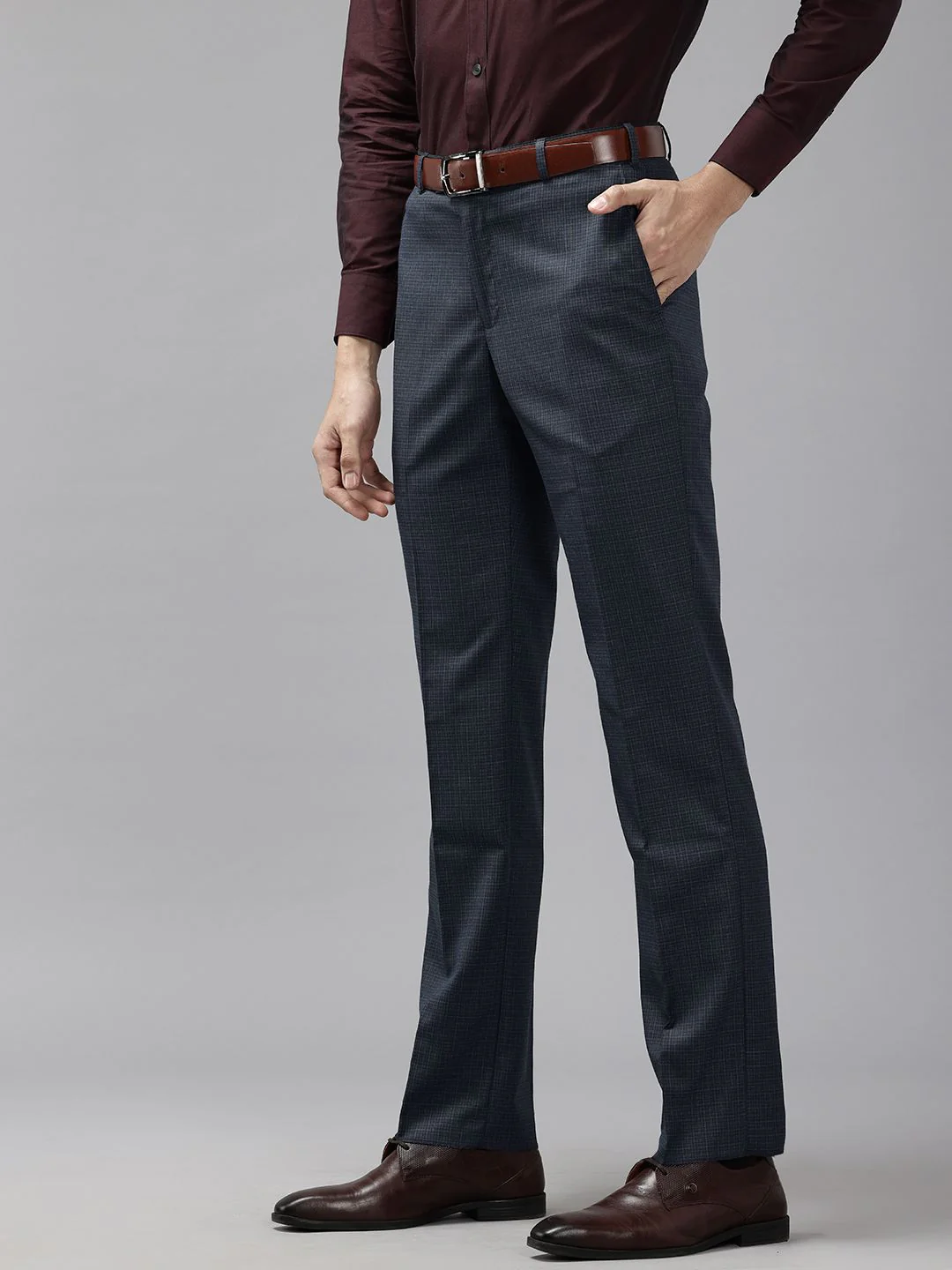 Park Avenue Men Checked Formal Trousers - Image 2