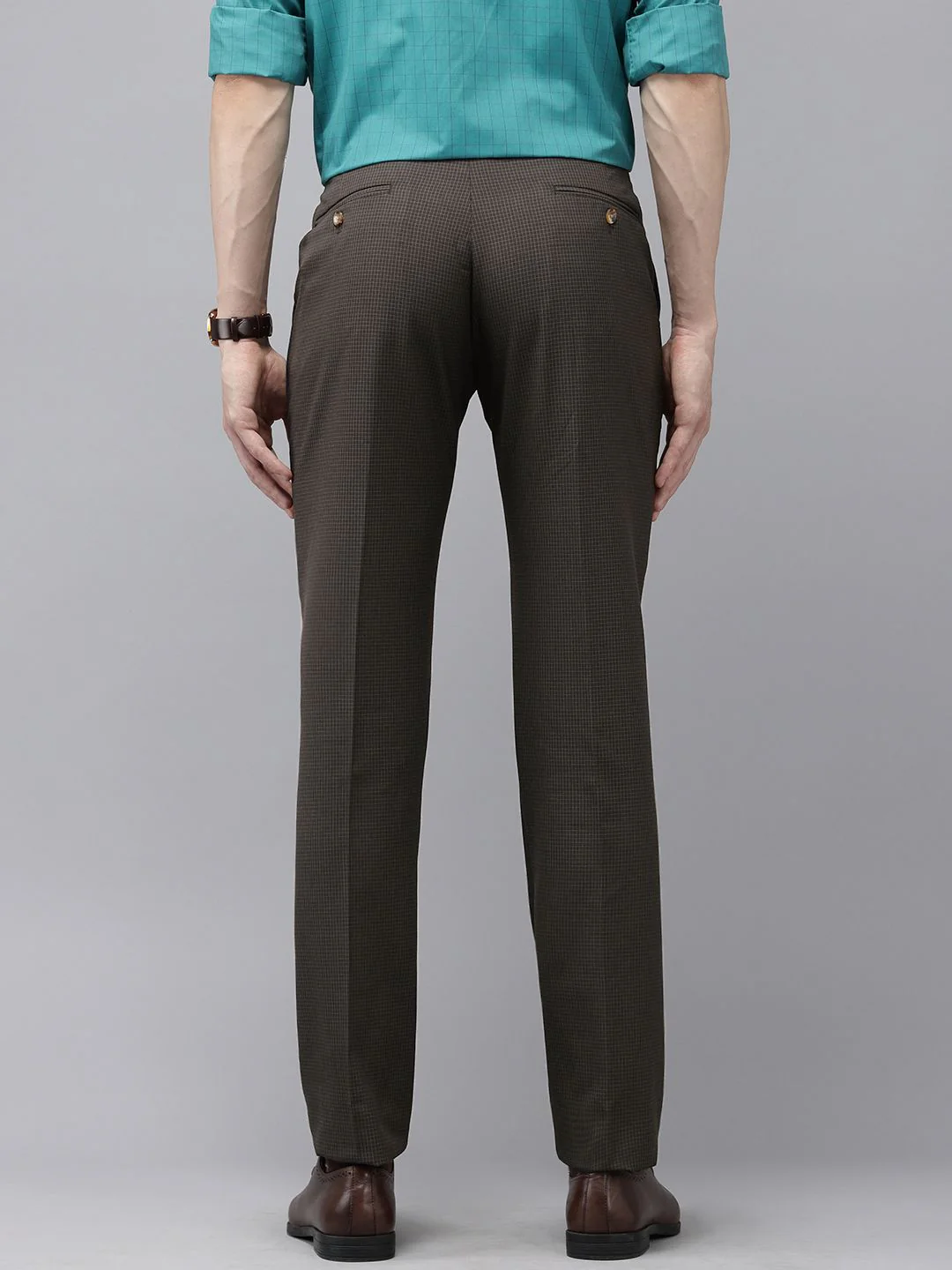 Park Avenue Men Checked Formal Trousers - Image 3