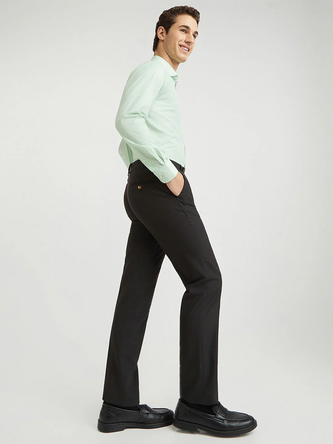 Park Avenue Men Checked Formal Trousers - Image 4
