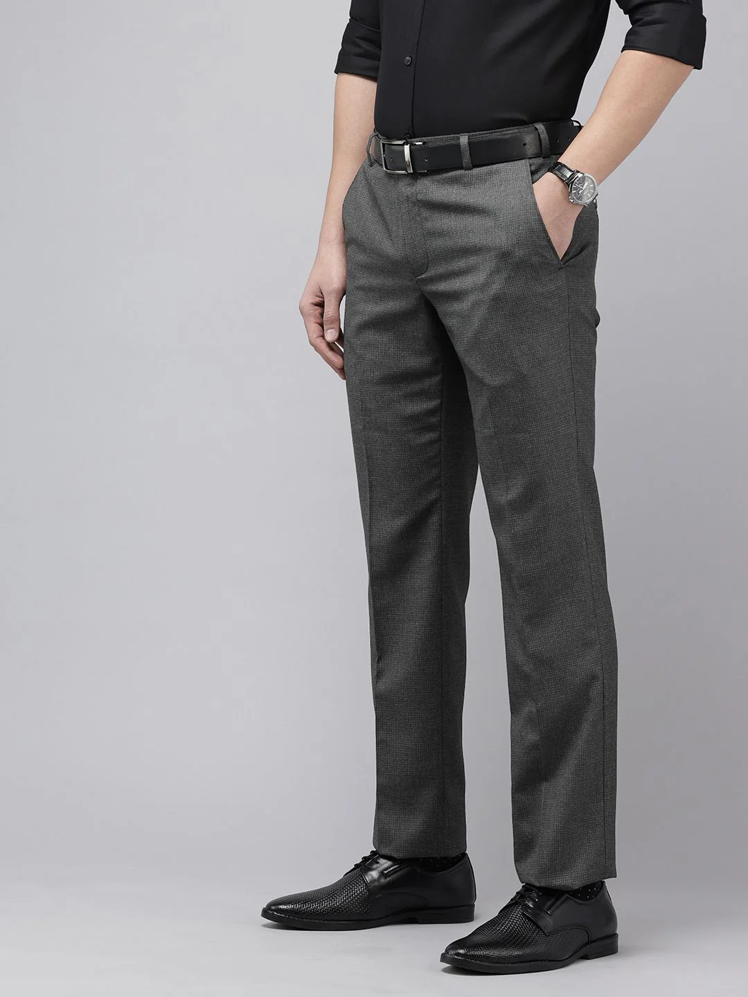 Park Avenue Men Checked Formal Trousers - Image 2