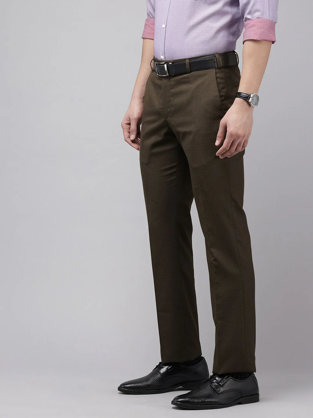 Park Avenue Men Checked Formal Trousers - Image 2