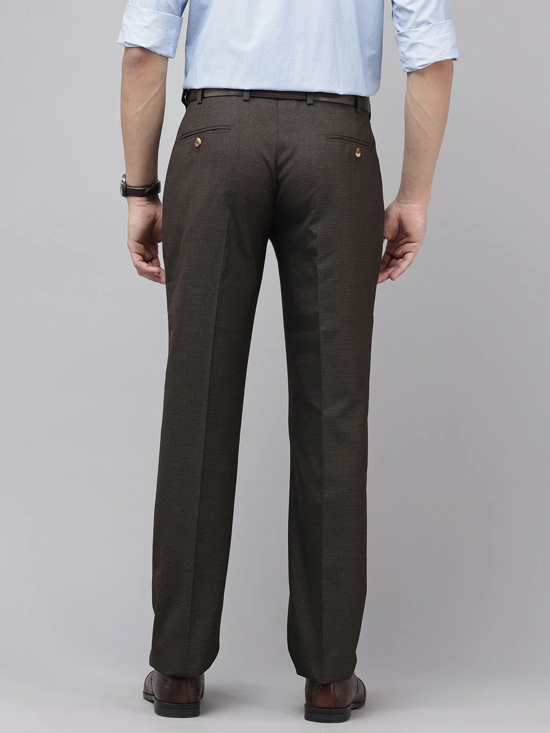 Park Avenue Men Checked Formal Trousers - Image 3