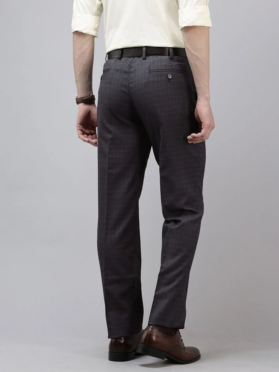 Park Avenue Men Checked Formal Trousers - Image 3