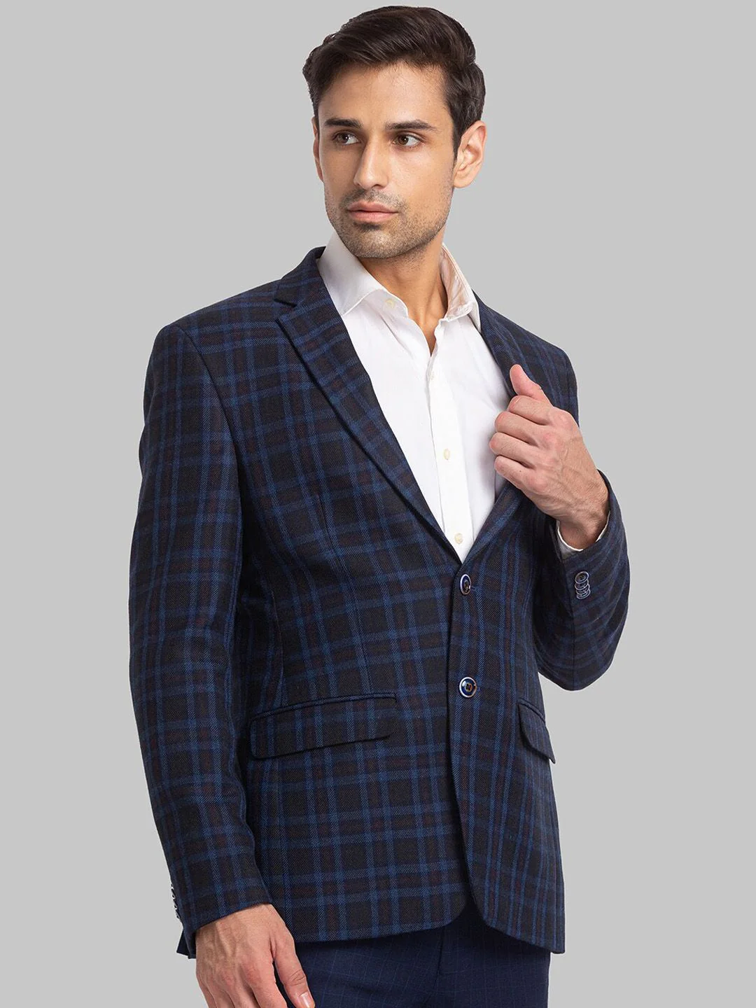 Park Avenue Men Checked Single Breasted Blazer - Image 3