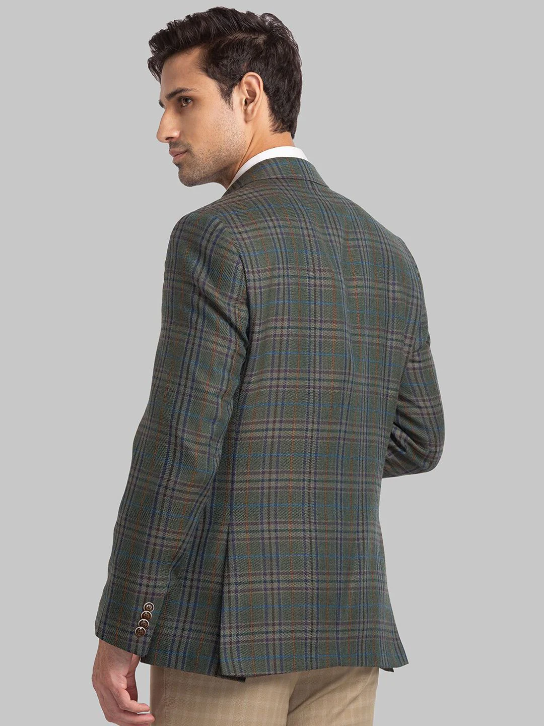 Park Avenue Men Checked Single-Breasted Blazer - Image 4