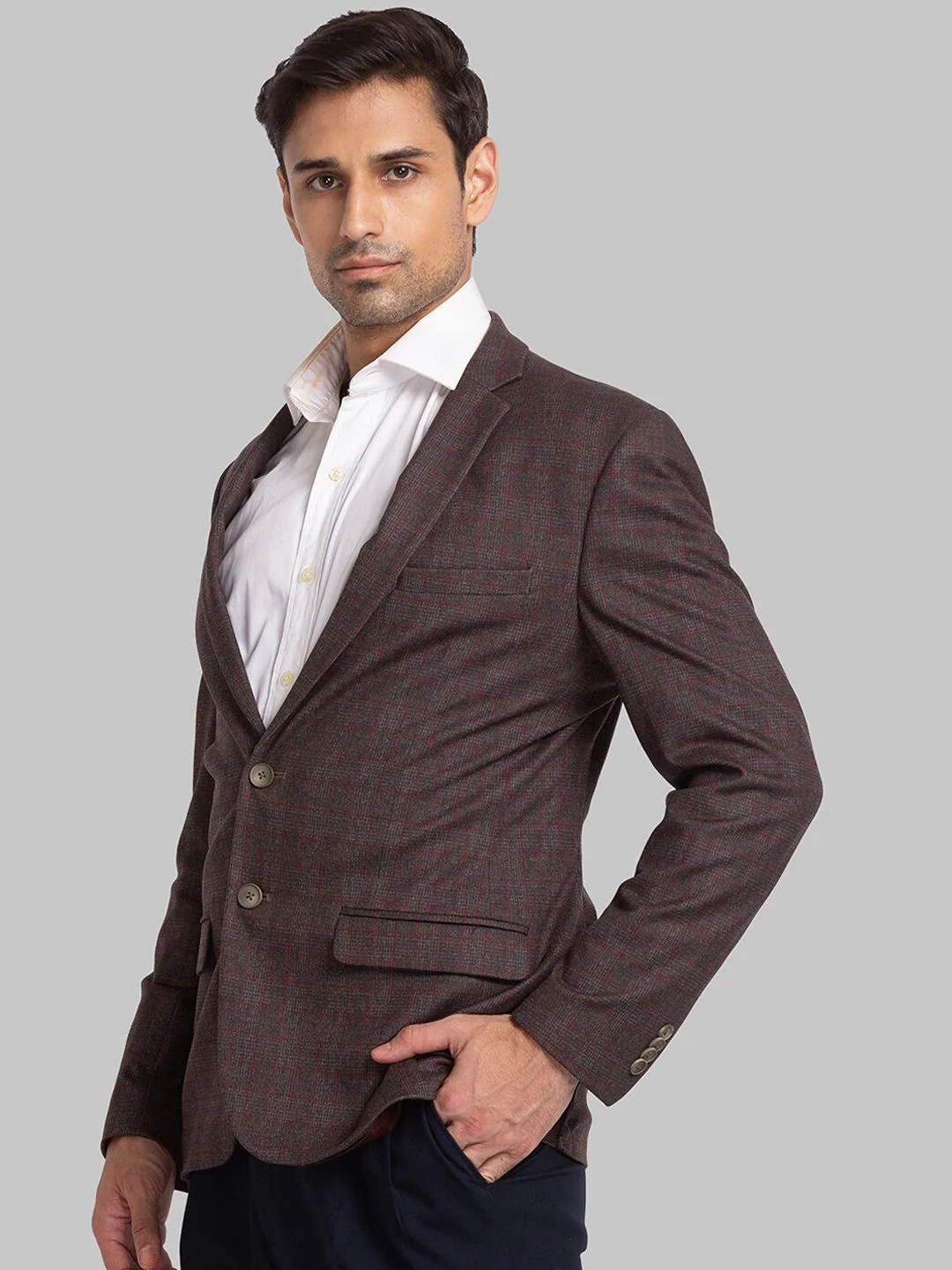 Park Avenue Men Checked Single Breasted Blazers - Image 5