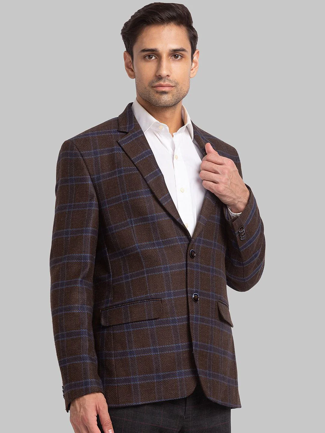 Park Avenue Men Checked Single Breasted Blazers - Image 3