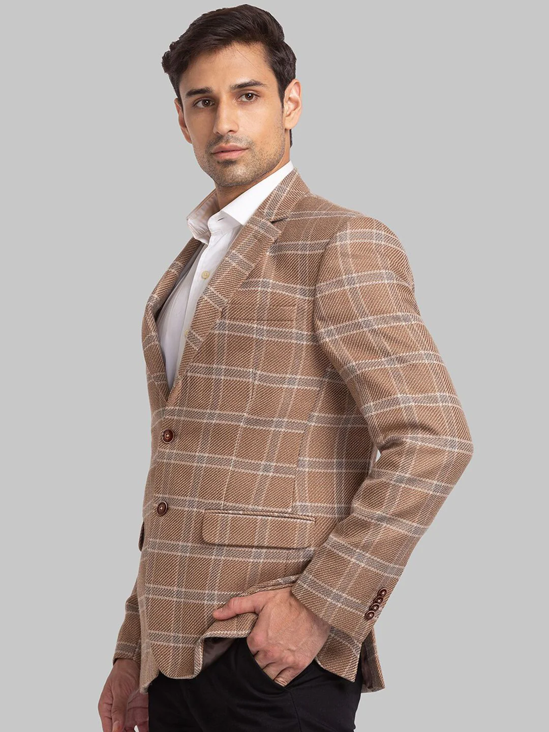 Park Avenue Men Checked Single Breasted Blazers - Image 5