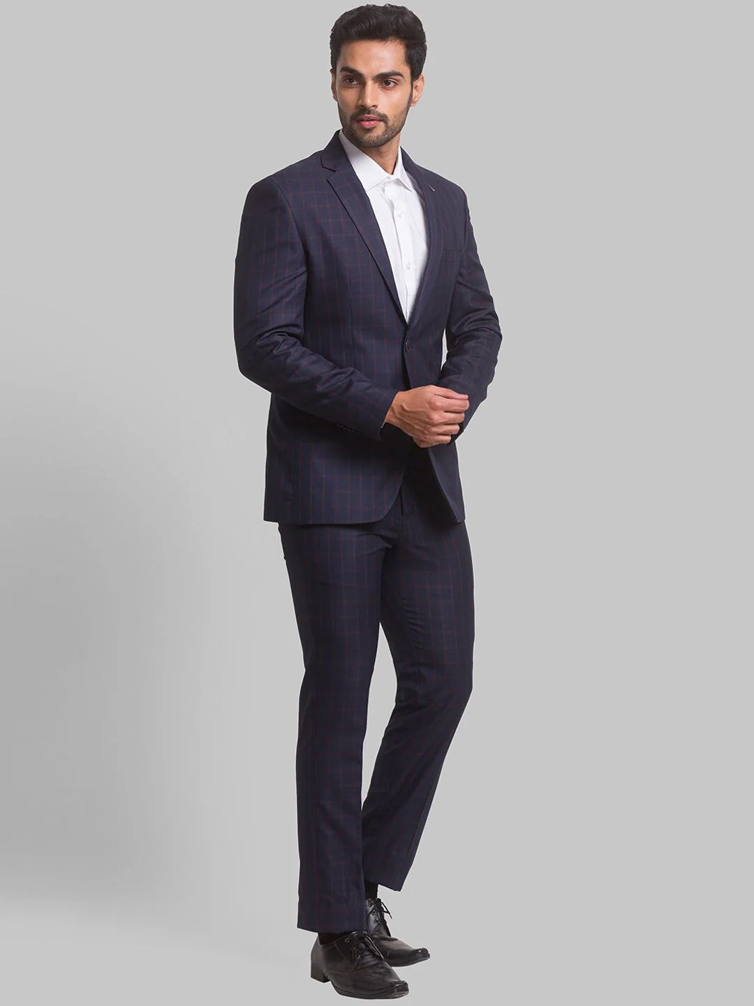 Park Avenue Men Checked Single Breasted Two Piece Formal Suit - Image 3