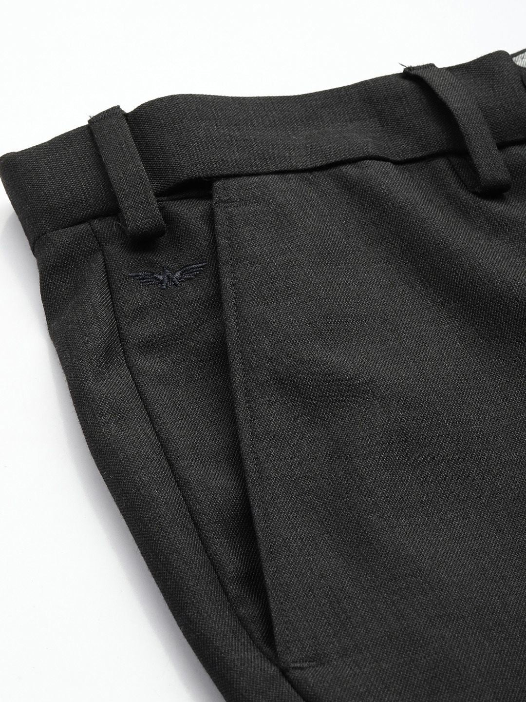 Park Avenue Men Checked Slim Fit Formal Trousers - Image 6