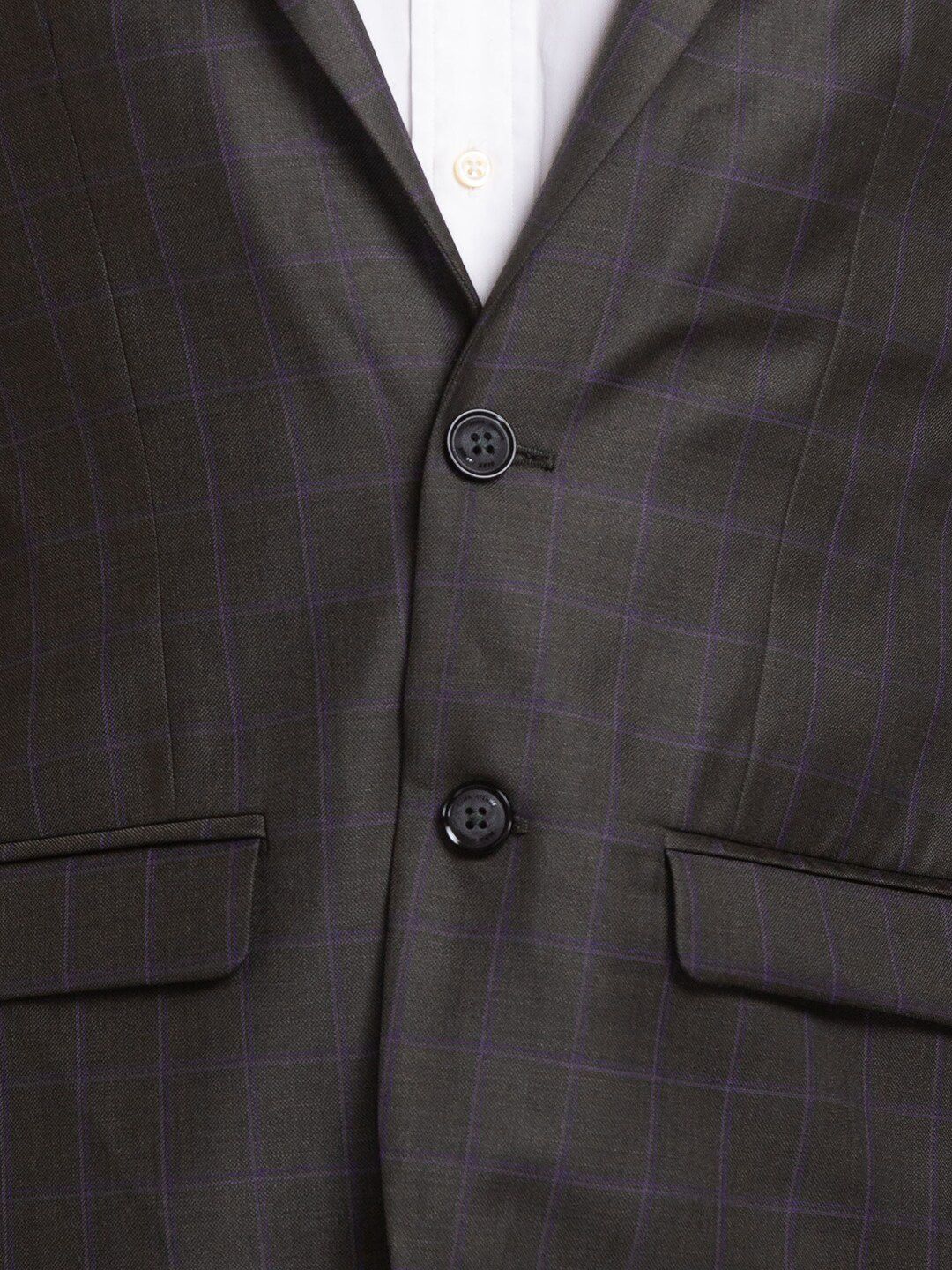 Park Avenue Men Checked Slim-Fit Single-Breasted 2 Piece Formal Suit - Image 2