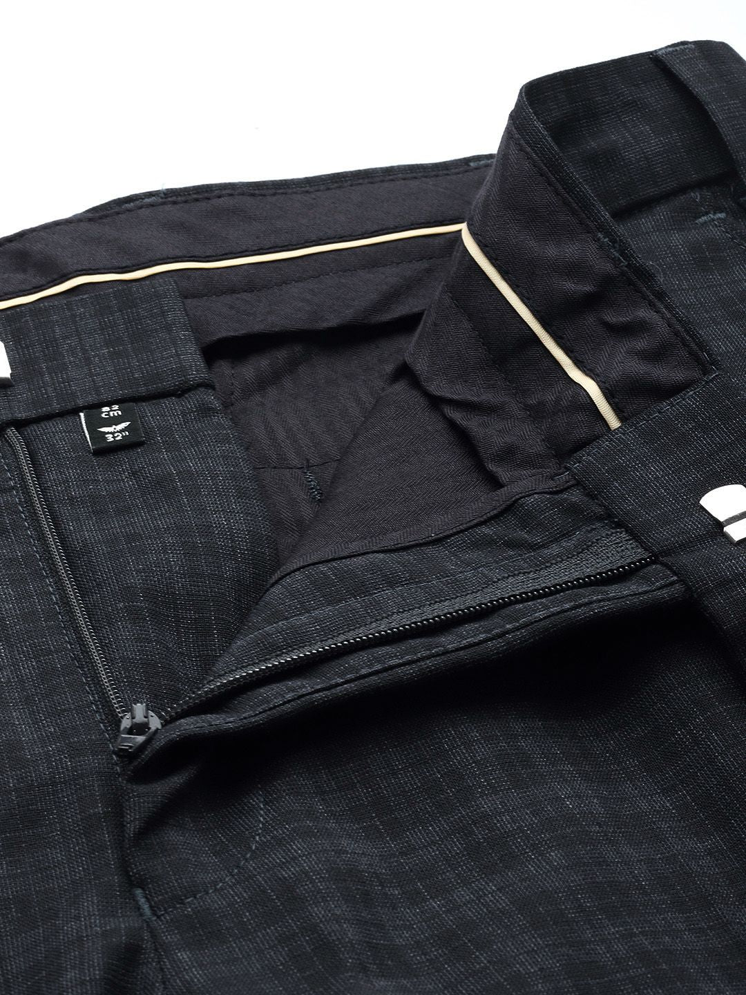 Park Avenue Men Checked Smart Fit Mid-Rise Formal Trousers - Image 4