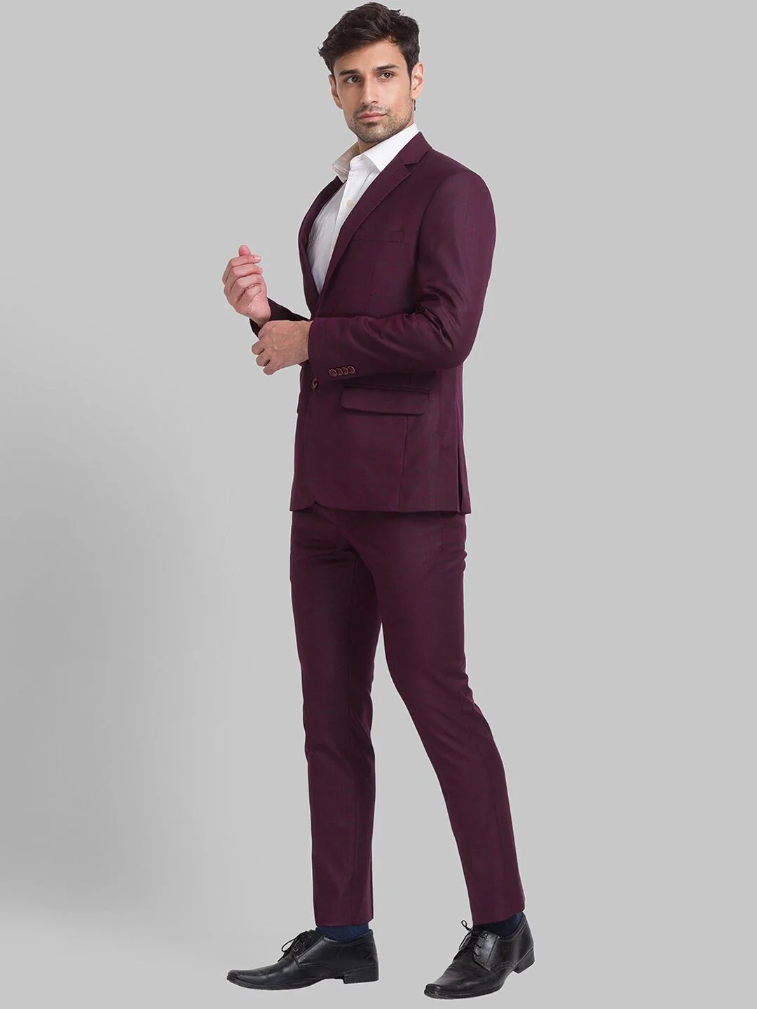 Park Avenue Men Checked Super 2 Piece Formal Suit - Image 5