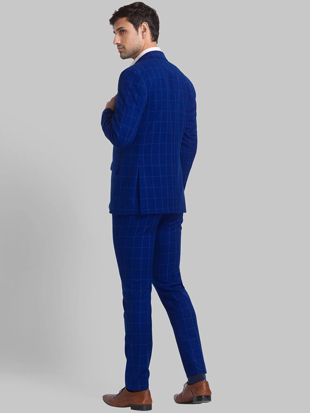 Park Avenue Men Checked Super Slim Fit 2 Piece Formal Suit - Image 4