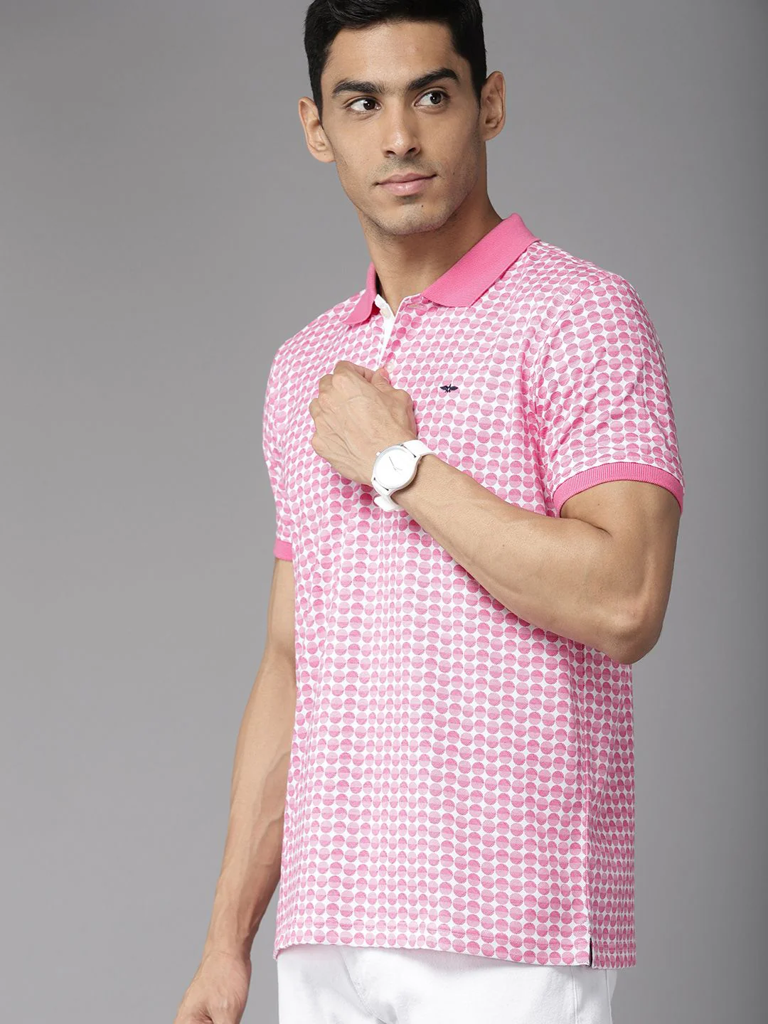Park Avenue Men Geometric Print Polo Collar Slim Fit T-shirt - Image 3