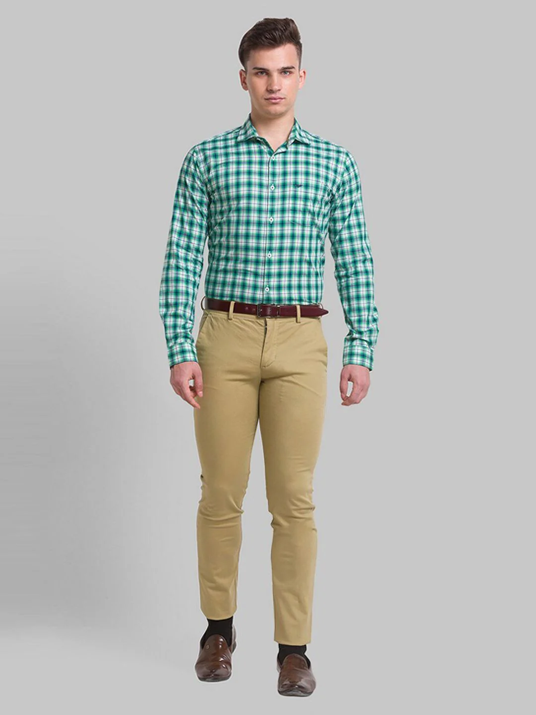 Park Avenue Men Green Slim Fit Gingham Checks Casual Organic cotton Shirt - Image 6