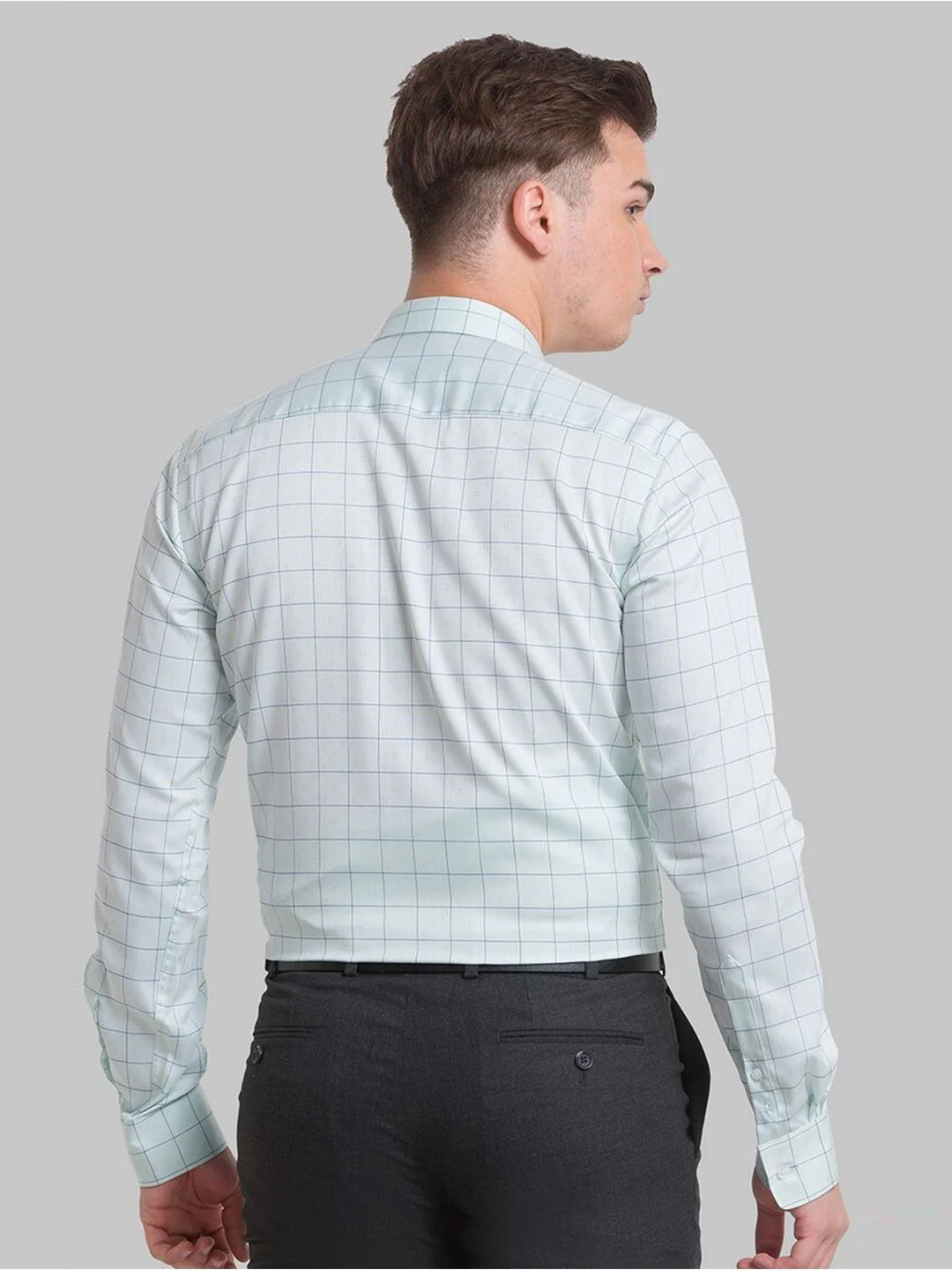 Park Avenue Men Green Windowpane Checks Checked Formal Shirt - Image 4