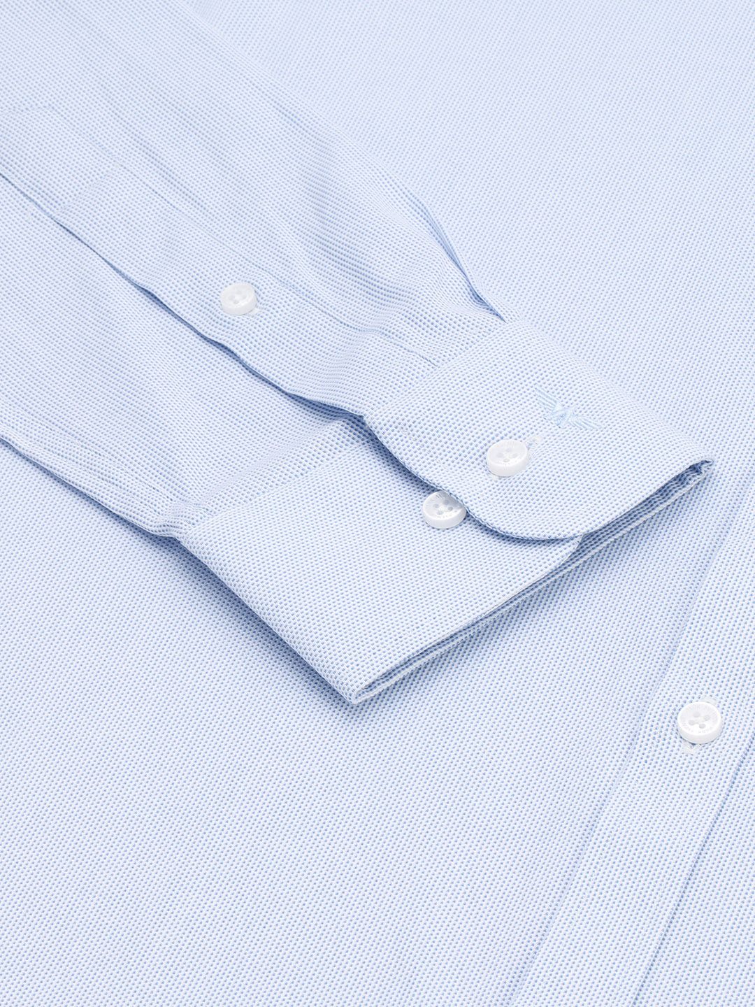 Park Avenue Men Light Blue Self Design Slim Fit Formal Shirt - Image 3